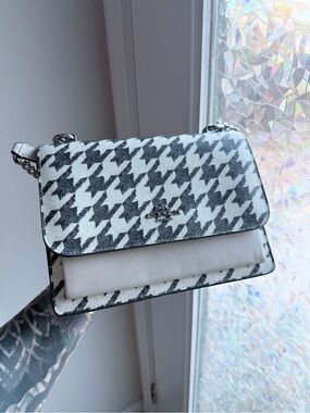Coach Black & White Houndstooth Claire Crossbody